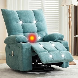 Acekool Manual Swivel Recliner Chair with Massage & Heat, Rocker, Thick Padded PU Leather, Overstuffed Cushion for Back Relief, Living Room - 1 of 4