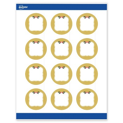 Avery Labels, 2" Diameter, Gold-Metallic Berries, Matte, 120ct