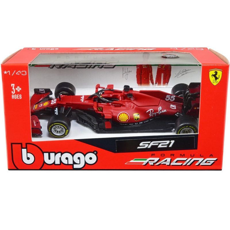Ferrari SF21 #55 Carlos Sainz Formula One F1 World Championship (2021) Formula Racing Series 1/43 Diecast Model Car by Bburago, 2 of 4