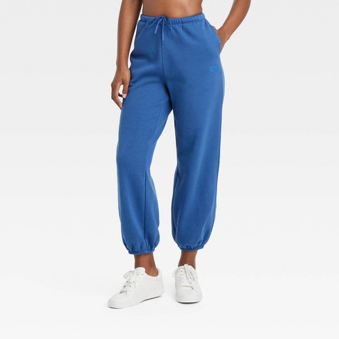 Women s Fleece Mid Rise Cinched Jogger Sweatpants JoyLab Sapphire Blue XXL