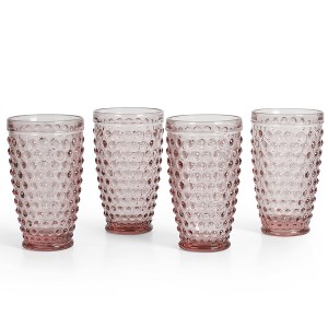 Martha Stewart Chauncey 4pk 14.3oz Hobnail Handmade Glass Tumblers - 1 of 4