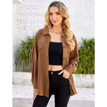 Womens Velvet Long Sleeve Button Down Shirts Casual Blazer Jacket Oversized Blouses Tops