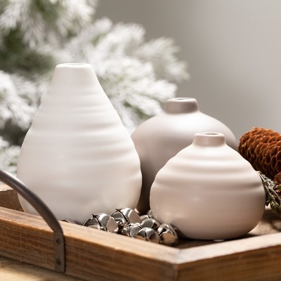 Neutral Ceramic Bud Table Vase Set of 3