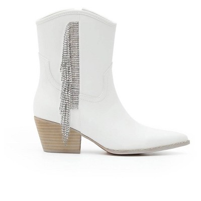 Women's Wo's Layla Rhinestone Fringe Bootie - MiiM