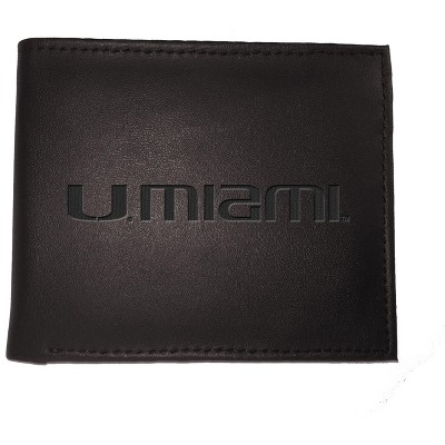 Evergreen NCAA Miami Hurricanes Black Leather Bifold Wallet Officially Licensed with Gift Box