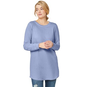 ellos Plus Size French Terry Sweatshirt Tunic With Shirttail Hem - 1 of 4