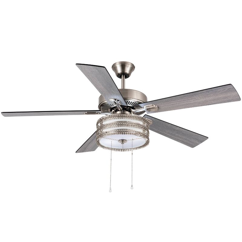 52&#34; 5-Blade LED Glitter Glam Lighted Ceiling Fan Silver - River of Goods, 1 of 13