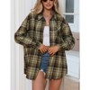 Coolmee Women's Button Down Flannel Shirts Plaid Shacket Long Sleeve Collared Business Casual Tops Work Blouses - 3 of 4