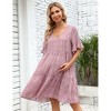Clearlove Maternity Babydoll Dress Womens Ruffle Short Sleeve V Neck Casual Dress Floral Printed Flowy Mini Dress - 3 of 4