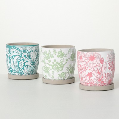 5.25"H Sullivans Colorful Textured Mini Pots Set of 3, Multicolored