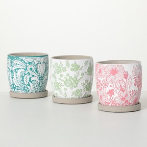 5.25"H Sullivans Colorful Textured Mini Pots Set of 3, Multicolored - 1 of 4
