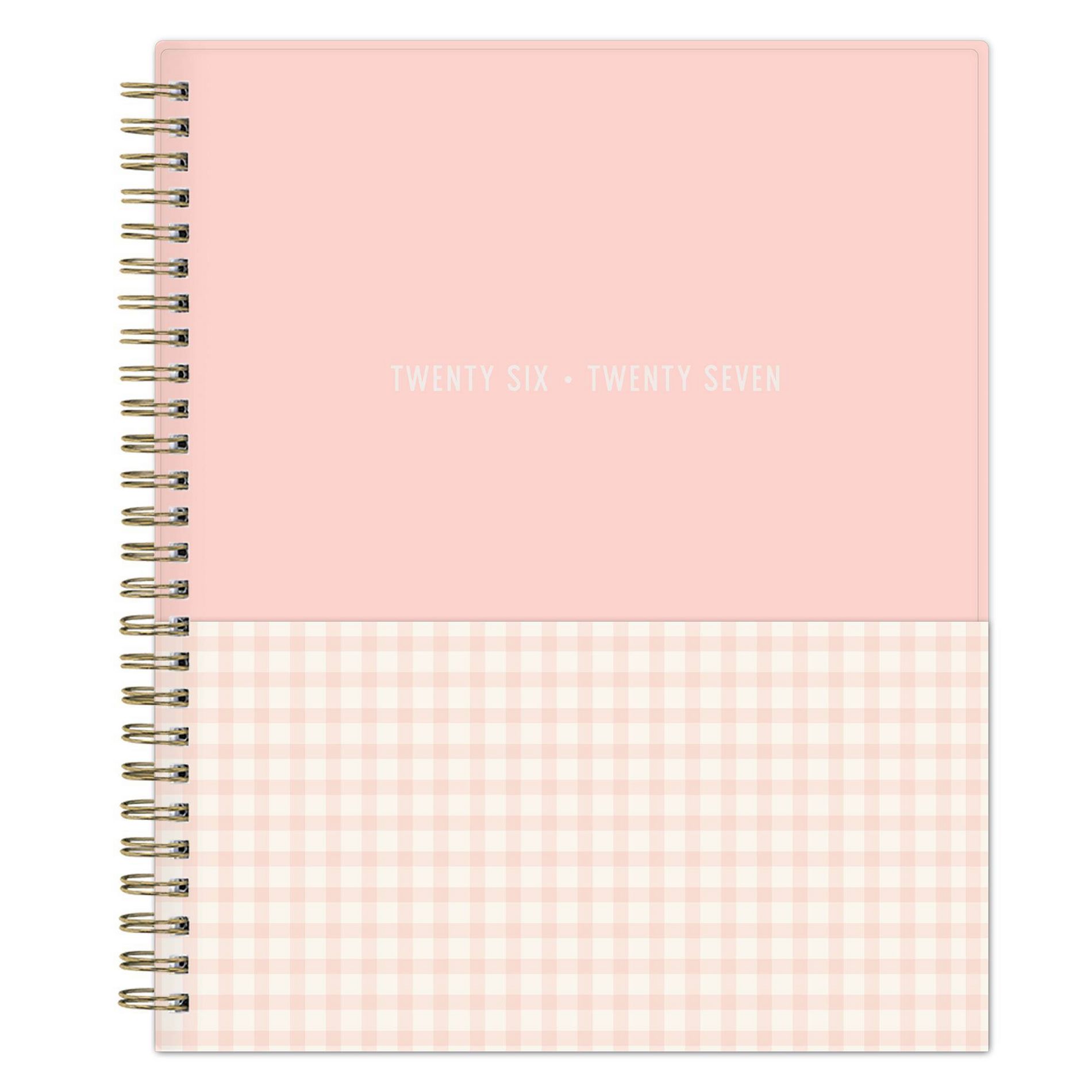Blue Sky 7"x9" 2026-2027 Planning Calendar Gingham Block Blush Weekly/Monthly 15 Months Safety Wirebound