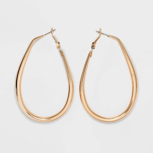 Worn Gold Hoop Post And Hinge Earrings - Universal Thread™ Gold : Target