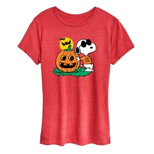Women's - Peanuts - Joe Cool Pumpkin Short Sleeve Graphic T-Shirt - 1 of 4