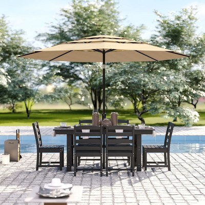 FUFU&GAGA Outdoor Patio Table and Chair Set with 3-layers Umbrella - Available in Gray and Black