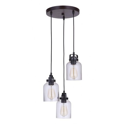 Craftmade Lighting Foxwood 3 - Light Pendant in  Flat Black/Dark Teak