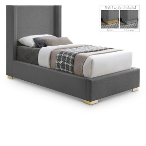 Meridian Furniture,Royce Beige Textured Fabric Bed - 1 of 4