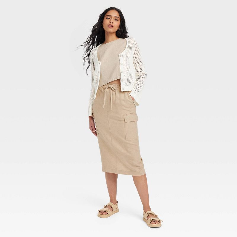 Women's Linen Midi Skirt - A New Day™, 4 of 10