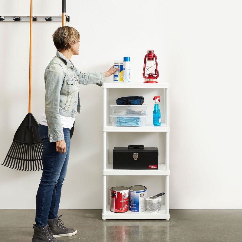 Gracious Living 4-Shelf Tier Plastic Resin Multi-Purpose Light Duty Indoor Garage Storage Organizer Shelves, 4 of 7