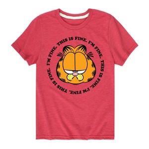 Boys' - Garfield - I'm Fine This Is Fine Short Sleeve Graphic T-Shirt - 1 of 4