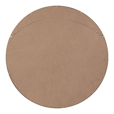 Travis 28" Round Bronze Wood Frame Modern Accent Wall Mirror