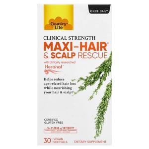 Country Life Maxi-Hair® & Scalp Rescue, Clinical Strength, 30 Vegan Softgels - 1 of 4
