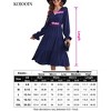 Women's Casual Wrap V Neck Midi Dress Long Sleeve Smocked Waist Tiered A Line Pleated Flowy Long Dress - 2 of 2