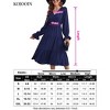 Women's Casual Wrap V Neck Midi Dress Long Sleeve Smocked Waist Tiered A Line Pleated Flowy Long Dress - image 2 of 2