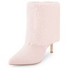 BLISSFUL STEP Women's Faux Fur Stiletto Heel Pointed Toe Ankle Boots - 2 of 4