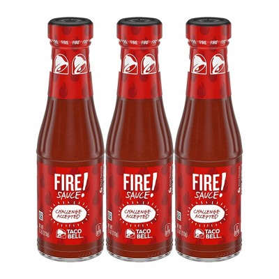 Taco Bell Fire Sauce Glass Bottle, 7.5 OZ (Pack of 3)