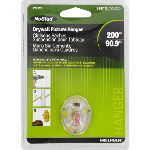 Hillman NoStud Metallic Drywall Picture Hanger 200 lb 1 pk (Case of 5) - image 1 of 1