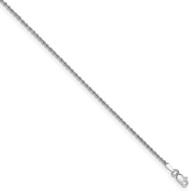 Black Bow Jewelry 1.5mm, 14k White Gold, Handmade D/C Solid Rope Chain Bracelet