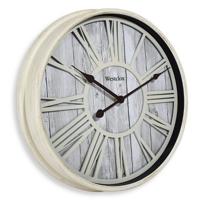15.5" Antique Wood Grain Wall Clock White - Westclox