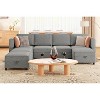 Modular Sectional Sofa with Storage Chaise U-Shaped Couch with Ottomans 7 Seat Sleeper Sofa for Living Room Gray - 3 of 4