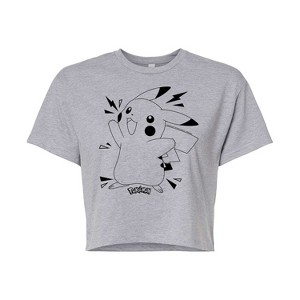 Women's - Pokémon - Pikachu Pokedex Cropped Graphic T-Shirt - 1 of 4