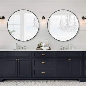 Dovelina Round Aluminum Alloy Deep Framed Bathroom Vanity Mirror Hanging Mirror (Set of 2) - 1 of 4