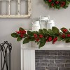 Nearly Natural 5' Pine with Magnolia Flowers and Berries Artificial Christmas Garland Green: Indoor Faux Floral Decor, Unlit Garland for Mantle - 3 of 3