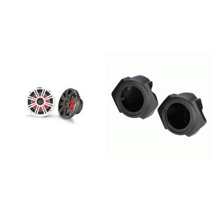 Kicker 45KM654L 6.5" Marine LED Speakers & Polaris RZR Front 6.5" Speaker Pods Compatible with 2014-UP ( Except PRO XP) - 1 of 4