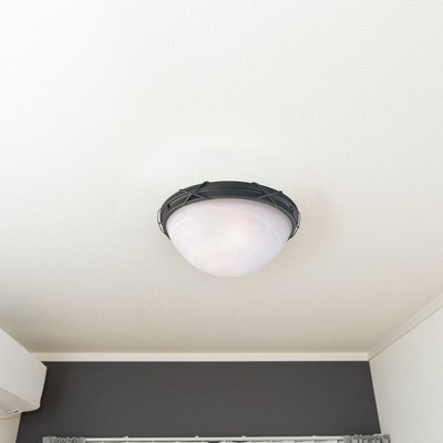 Rustic White Alabaster Glass Outdoor Flush Mount Light