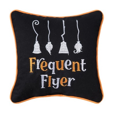 C&F Home 10" x 10" Frequent Flyer Embroidered Halloween Small Petite Throw Pillow