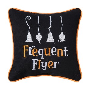 C&F Home 10" x 10" Frequent Flyer Embroidered Halloween Small/Petite Accent Pillow - 1 of 4