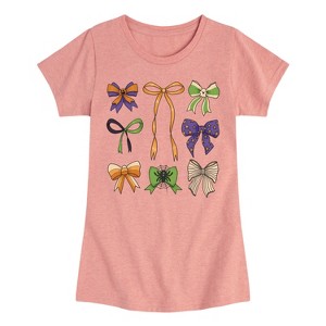 Girls' - Instant Message - Halloween Bows -Youth Girls Short Sleeve T-Shirt Fitted Short Sleeve Graphic T-Shirt - 1 of 4