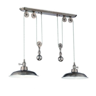 Tarnished Silver Mini 2-Light Dome Pendant