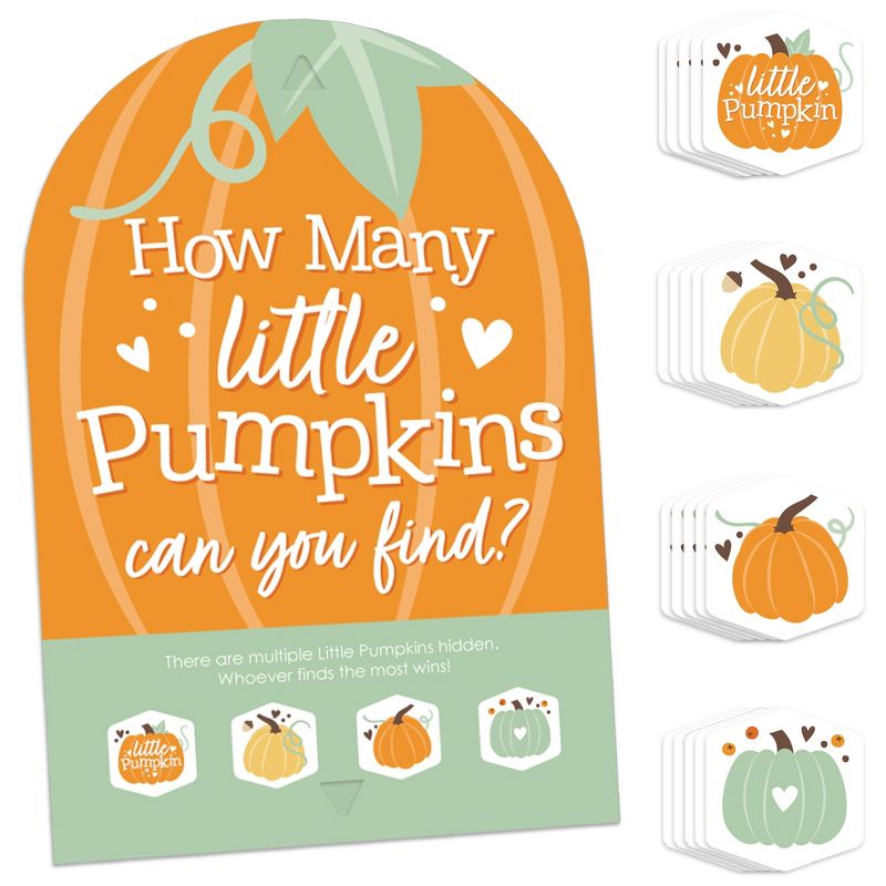 Big Dot of Happiness Little Pumpkin - Fall Birthday Party or Baby Shower Scavenger Hunt - 1 Stand and 48 Game Pieces - Hide and Find Game, 1 of 9