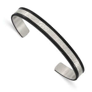 Black Bow Jewelry 8.5mm Stainless Steel & Black Plated Hammered Cuff Bracelet, 7.25 Inch - 1 of 4