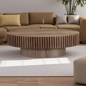 43.7" Handcrafted Oval Coffee Table (Ash MDF) - 1 of 4