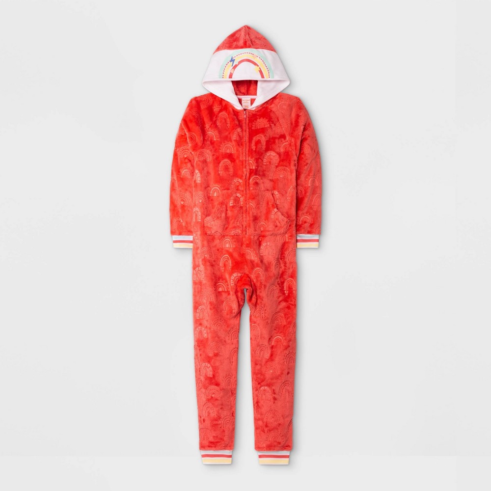 Girls' Hooded Blanket Sleeper Pajama Jumpsuit - Cat & Jack Red XL