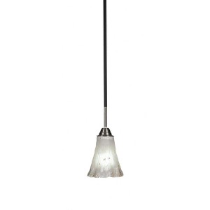 Toltec Lighting Paramount 1 - Light Pendant in  Matte Black/Brushed Nickel with 5.5" Fluted Frosted Crystal Shade - 1 of 1