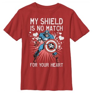 Boy's Marvel Captain America No Shield For Your Heart T-Shirt - 1 of 4