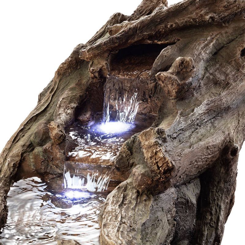 26&#34; Tiered Wood River Stream Fountain with LED Lights Gray/White - Alpine Corporation, 6 of 8